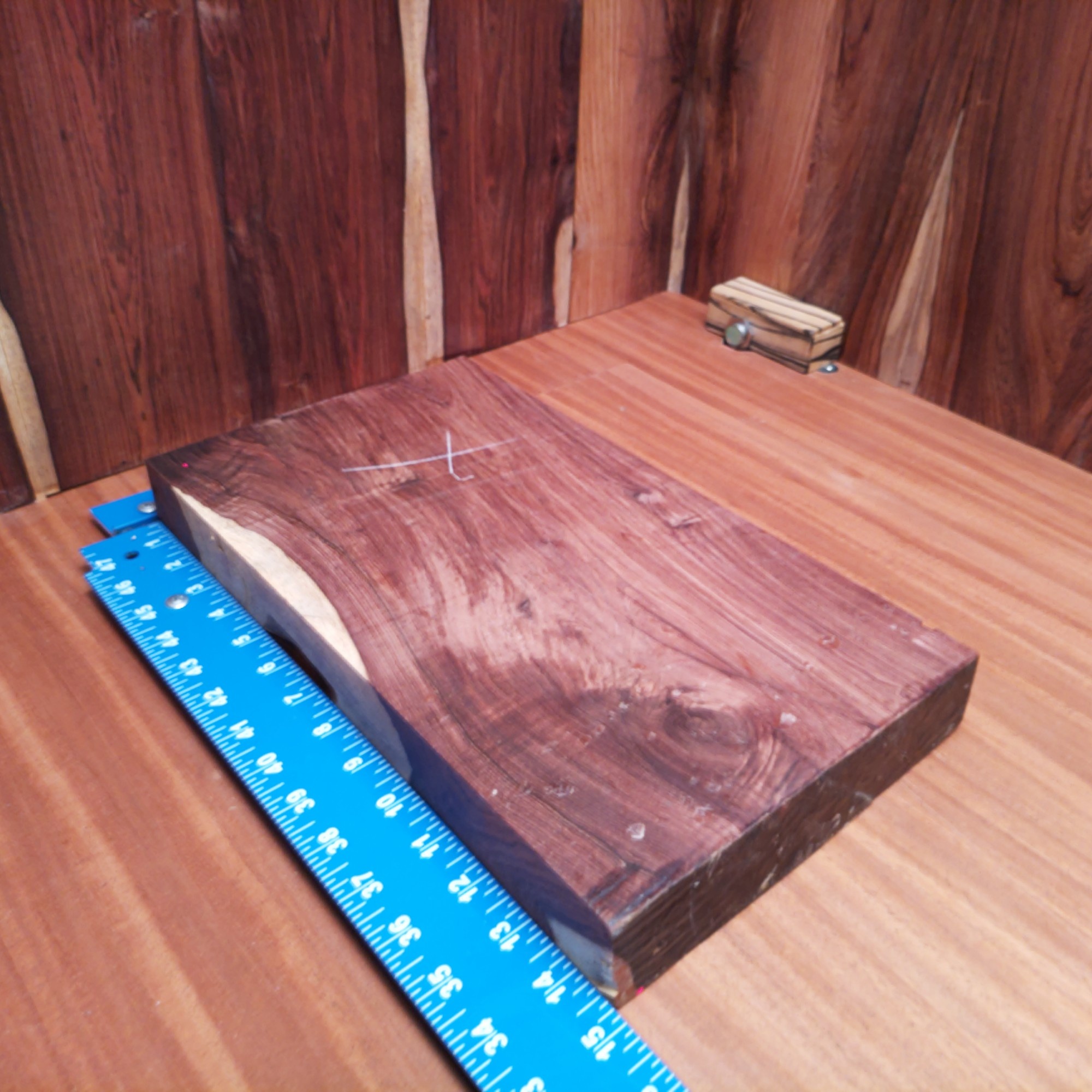 Honduran Rosewood Burl 1.6" X 8.5" X 14.7" Wood Blank for Woodworking Projects - HBDL001139 3 Crafting with Honduran Rosewood Burl opens the door to endless creative possibilities! Imagine an elegant desk organizer or a unique candle holder that's sure to light up the room. We’re talking about a luxe charcuterie board that can double as a table centerpiece, or bespoke drawer pulls that steal the show in any room. Why not boost your space with some artful bookends too? Transform your wood into grandeur with effortless style! This piece of Honduran Rosewood Burl measures 1.6 inches by 8.5 inches by 14.7 inches, offering a high-quality option for a variety of woodworking projects.